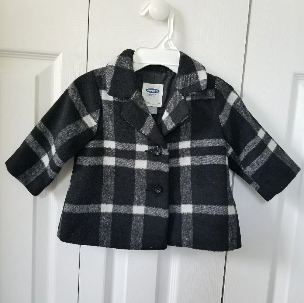 Old Navy Peacoat Plaid Baby Girls 3-6 Months